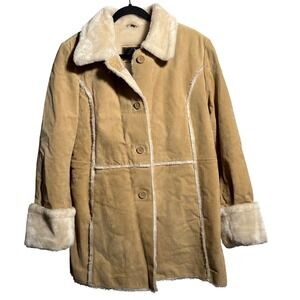 VTG Adler Collection Penny‎ Lane Button Up Tan Brown Suede Jacket Womens L Y2K
